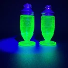 Hazel Atlas Uranium Salt And Pepper Shakers Jeanette glass lace cherry