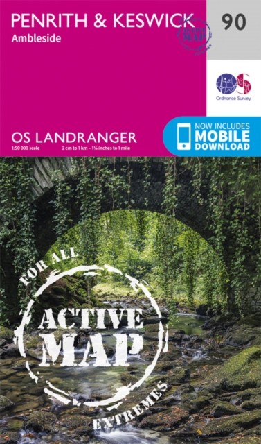 OS Landranger Active Map 90 Penrith & Keswick by Ordnance Survey | 2017 - Image 3