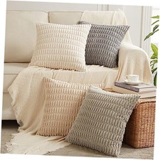 4 Packs Decorative Throw Pillow Covers 18x18 18" x 18" Pack of 4 Neutral