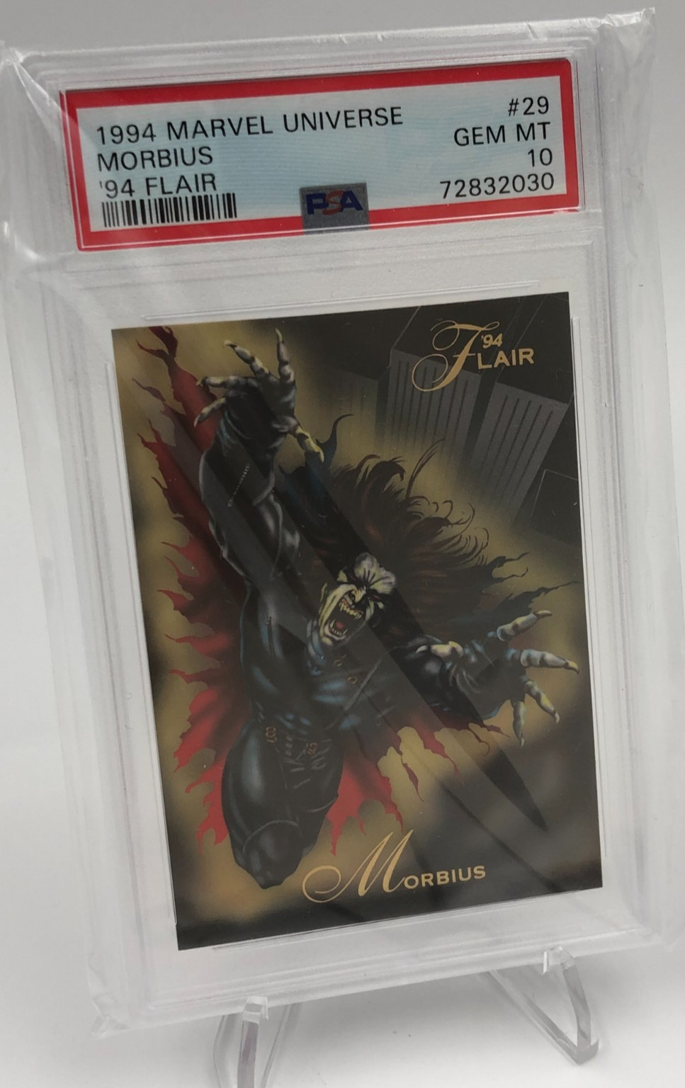 1994 MARVEL UNIVERSE Trading Card '94 FLAIR MORBIUS #29 graded PSA GEM MINT 10