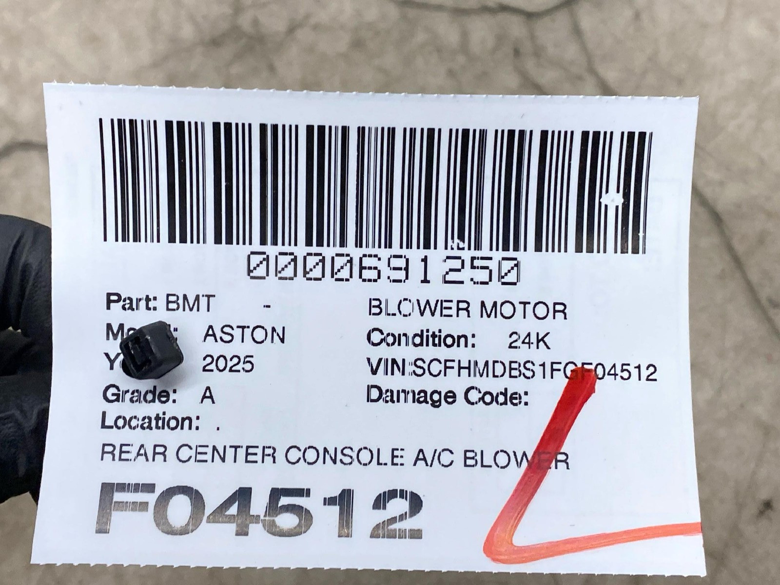 2015 ASTON MARTIN RAPIDE REAR CENTER CONSOLE A/C BLOWER MOTOR W/EVAP HEATER UNIT