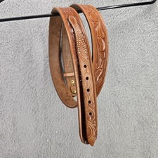 Looper Tooled Leather Belt 170 Size 48 Brown Western Leaf Pattern 1.5" Vintage