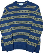 Penguin By Munsingwear Cotton Striped Sweater in Dark Sapphire Mens XL