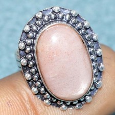 925 Silver Plated Sunstone Ring US 6 Unique Boho Gift Fresh Stock Deal JW