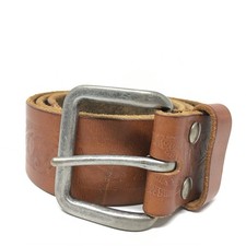 Gap Western Belt Womens Size 32 M Medium Brown Floral Leather Made Italy