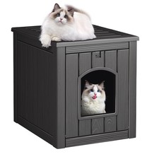 Cat House Outdoor Indoor - All-Weather Resin Cat Houses for Outdoor Cats, Dur...