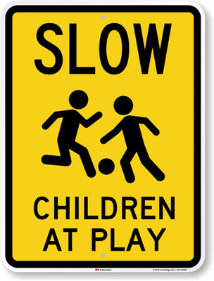 Reflective Aluminum Slow Children at Play Sign - 18''x24'' Safety Alert