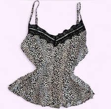 Y2K Leopard Print Lace Trim Adjustable Strap Camisole Tank Top for Women