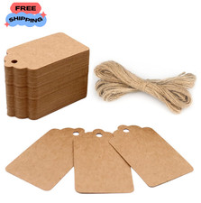 100PCS Kraft Paper Gift Tags with String Blank Hanging Labels DIY Craft Tags