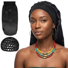 Long Hair Bonnet Mesh Wrap Caps Set Silk Press Braid Bonnet for Sleeping Anti...