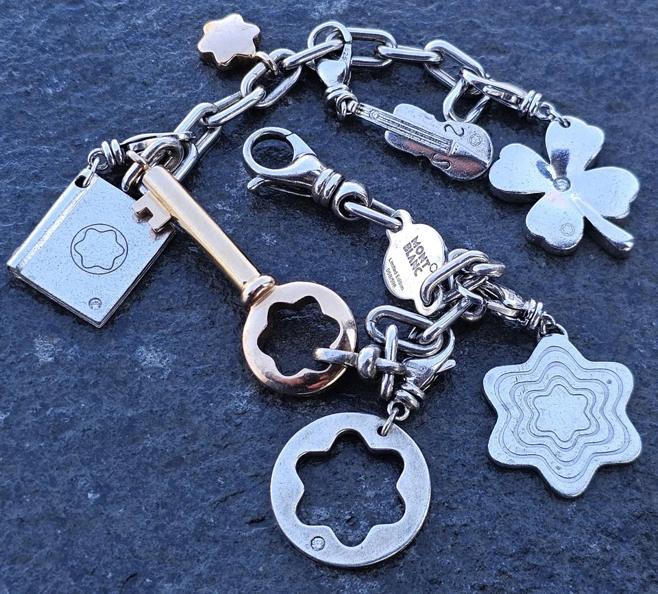 Montblanc Limited Edition Charm Bracelet 18k Gold Key Diamond Sterling Silver - Image 2 of 4