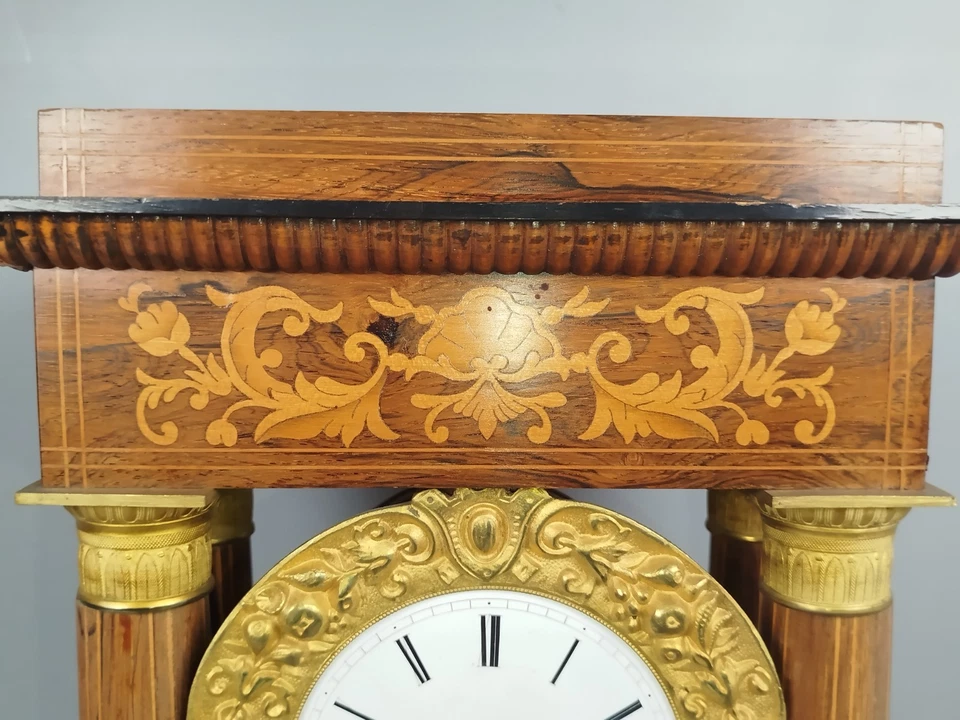 PENDULE PORTIQUE a Poser Bois Charles X Colonne HORLOGERIE Japy Freres O51 - Photo 3/4