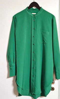Robert Friedman Hemdblusenkleid mit Mandarinkragen in GRÜN, Größe L
