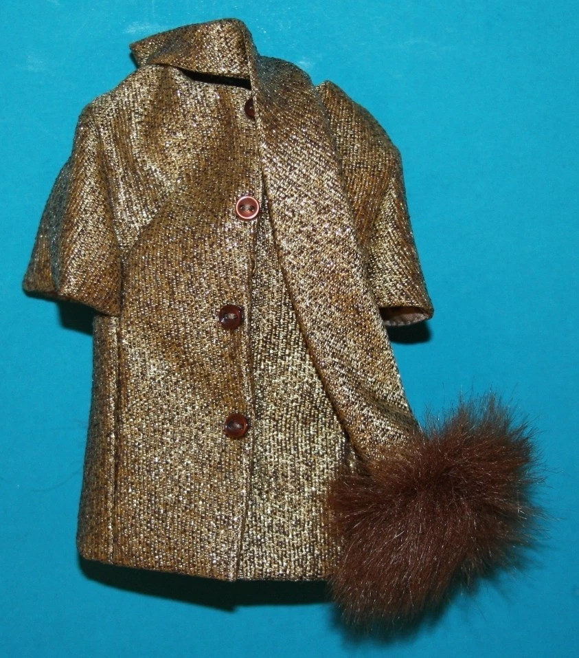 Vintage Barbie GOLD n GLAMOUR #1647  TWEED JACKET w/FUR Trimmed SCARF REPRO - Image 2 of 4