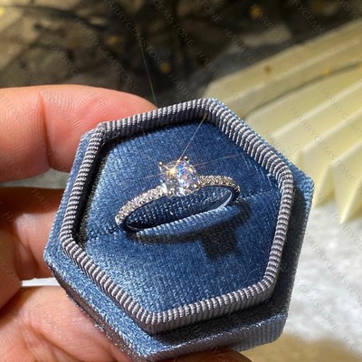 1.30CTW Round Certified DVVS1 Moissanite Anniversary Ring 14k White Gold Plated