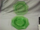 Vintage Uranium Depression Glass Set 4 Green Salad/ Dessert Plates 8" Art deco