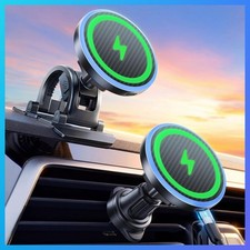 Magnetic Car Mount Wireless Charger 15W Fast Charging 360 Dashboard Vent Holder