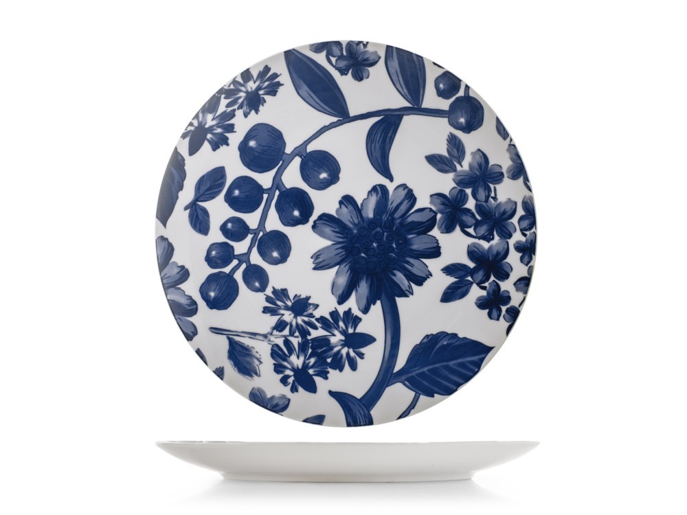 H&H 6 Grandiflora Blue Decorative Dinner Plates 27 Cm