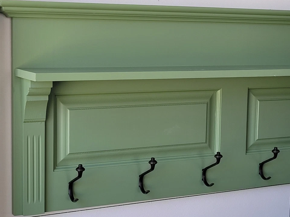 Garderobe Wandgarderobe Wandpaneel mit Haken Shabby grün Vintage Landhaus - Bild 4 von 4