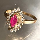 YELLOW GOLD PINK AND COLORLESS TOPAZ COCKTAIL RING SIZE 8