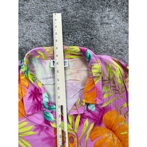 Vintage Maggie Sweet Blouse Womens 1X Pink Floral 80s Button Up Shirt Made USA - Picture 3 of 9