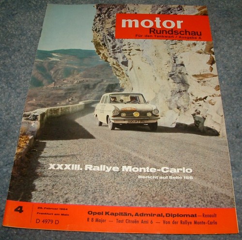 Motor Rundschau 4/64 Opel Admiral, Diplomat, Kapitän A, R8, Citroen Ami 6, Rally