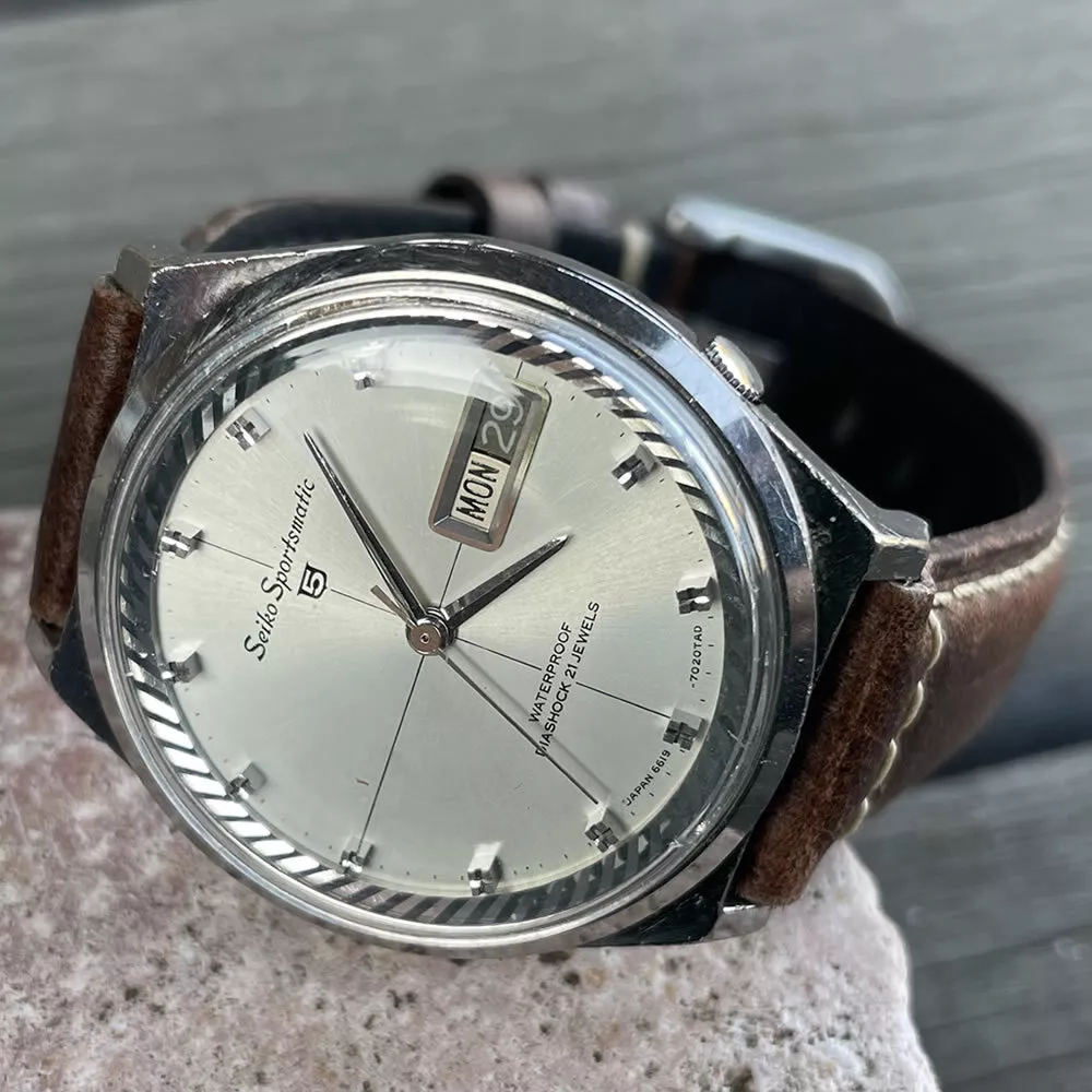 Seiko Sportmatic 5 6619 7020 Overhaul Vintage 1965 Day Date Automatic Mens Watch