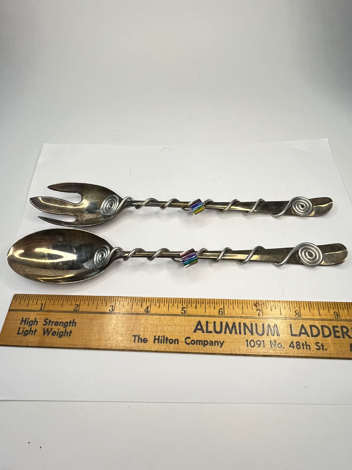  Set Two pieces Flatware Salad pasta FORK AND SERVING SPOON Wrapped 10"