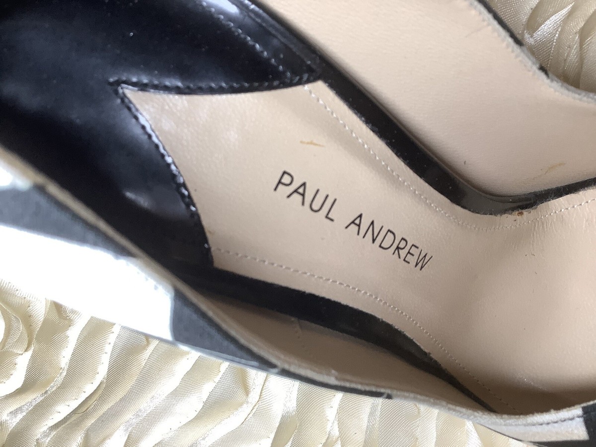 Escarpins Paul Andrew Talons Hauts - Noir & Blanc, Crêpe, Taille 6.5 US, Neuf Avec Défauts