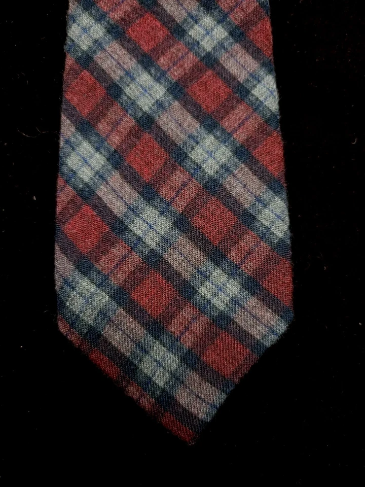 Corbata Robert Talbott roja azul gris a cuadros 59/3 Monterey California 100 % lana Foto 3 de 4