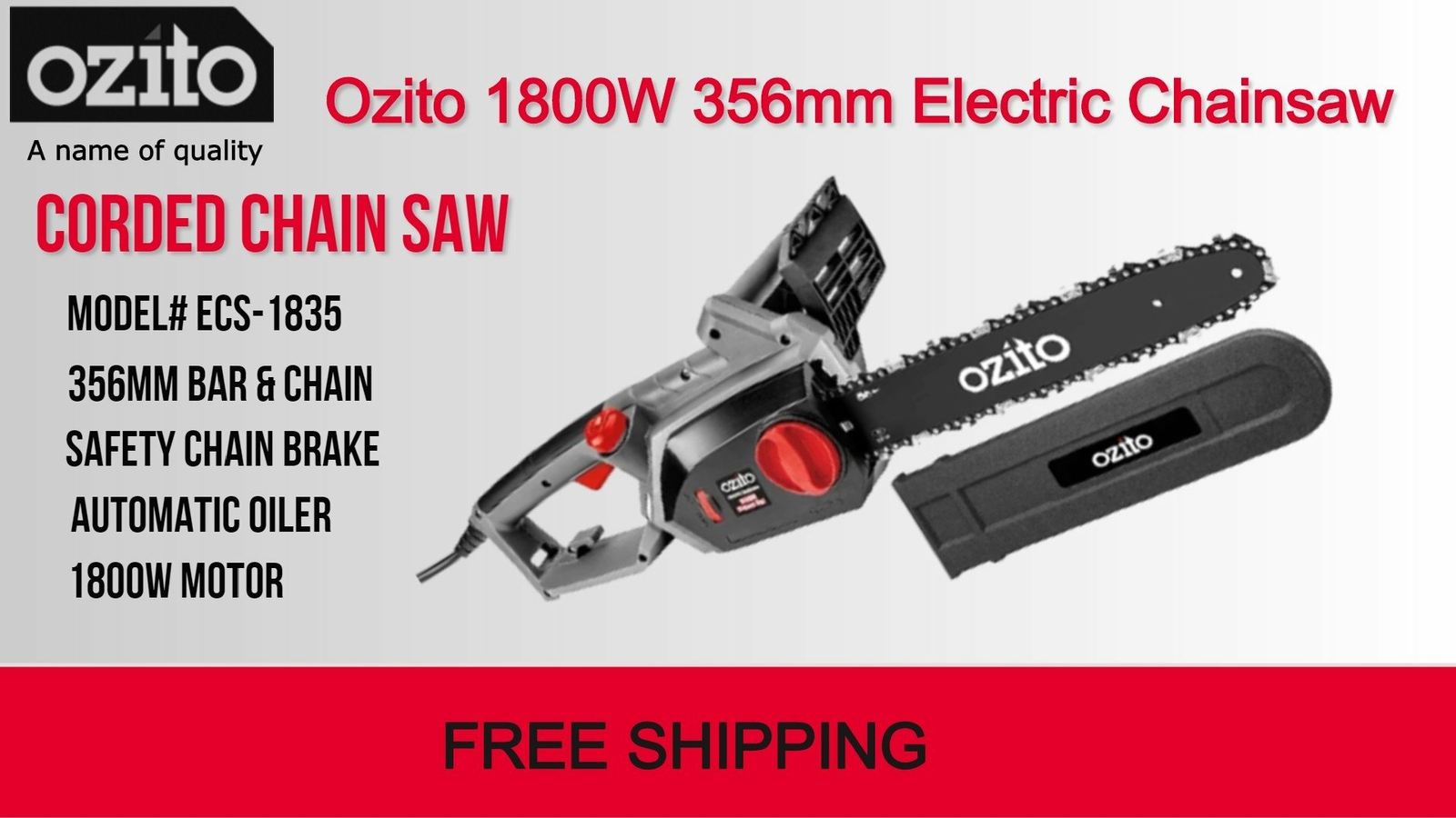 Ozito 254mm 18v Cordless Chainsaw Kit 