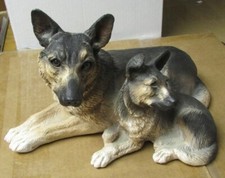 GERMAN SHEPHERD MOTHER AND PUPPY FIGURINE