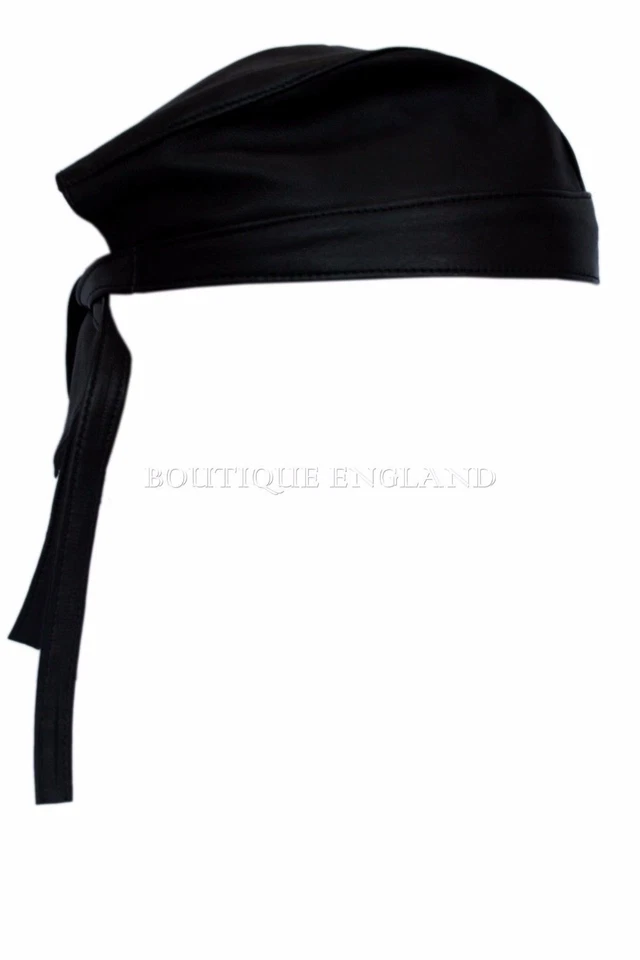 Motorbike Wholesale Leather BANDANA Black Biker Real Leather Zandana Pre-Tied - Image 4 of 4