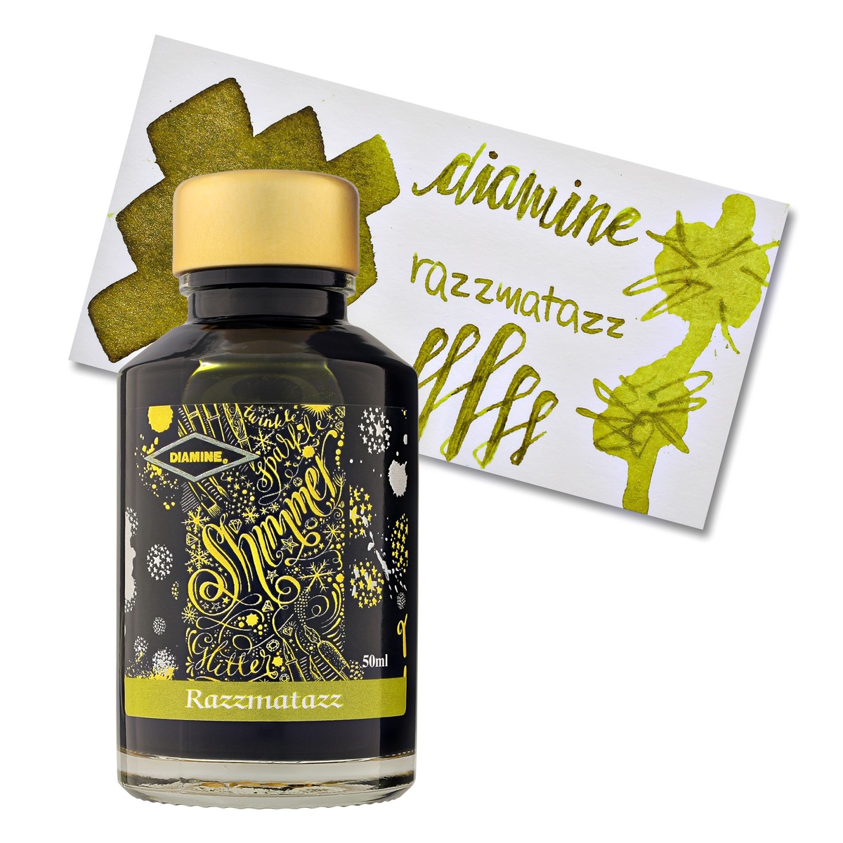 Diamine Shimmer Ink Razzamatazz Gold Sparkle Bottled Ink For