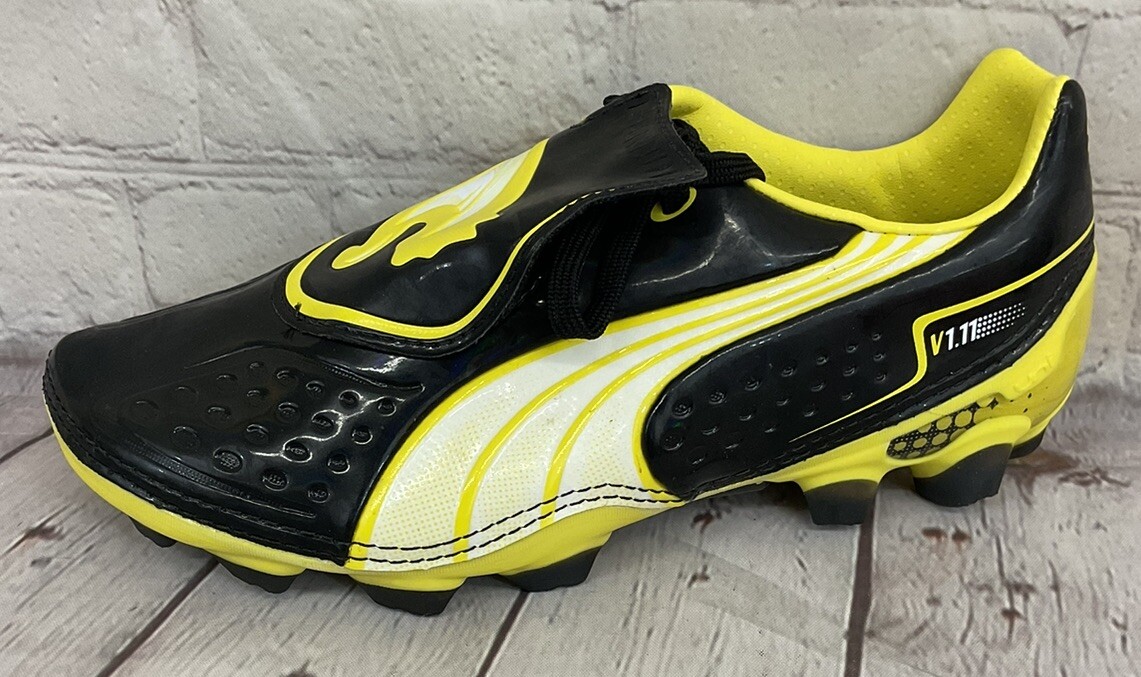 Puma V1.11 I FG JR Soccer Cleats Colors Black White Blazing Yellow