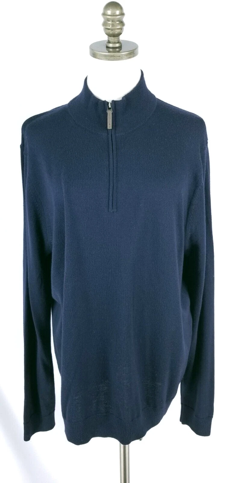 Nordstrom Sweater Men X Large Blue Merino Wool 1/4 Zip Long Sleeve Pullover