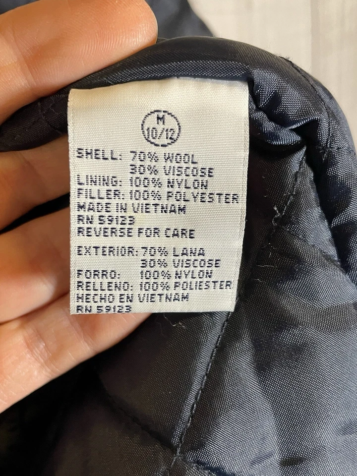 Us Polo Assn Blue Peacoat Wool Blend Hooded Size 10/12 Women’s - Image 4 of 4