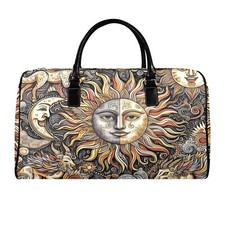 Colorful large leather travel bag. Moon & Sun