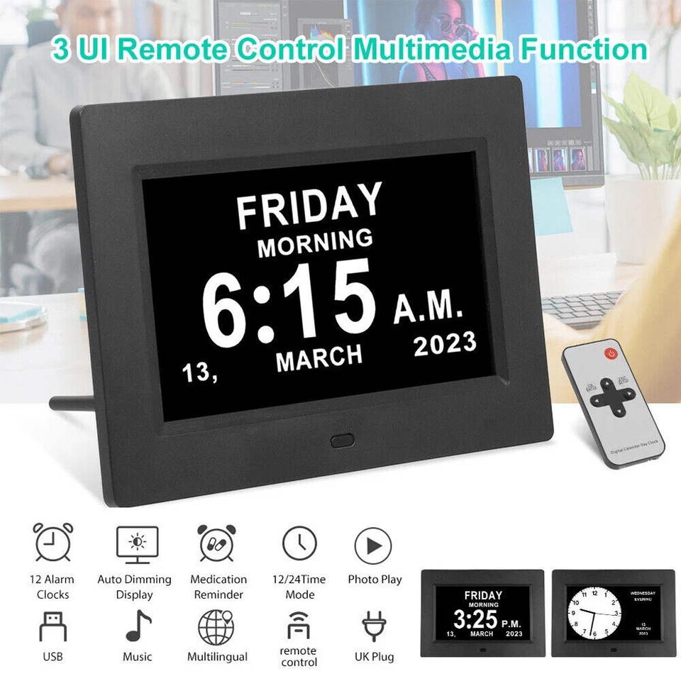 Digital Day Calendar Clock for Memory Loss Elderly Seniors Dementia Alzheimer's - Image 3 of 4