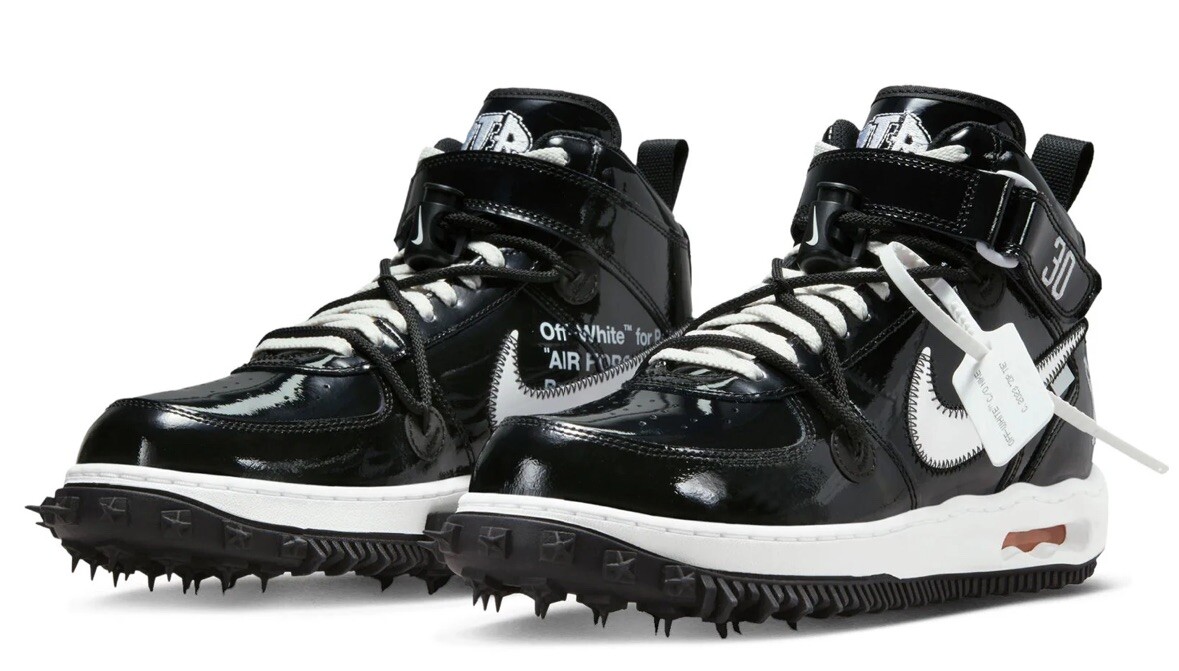 OFF WHITE X NIKE Sneakers da uomo Nike Off White x Air Force 1 SP in pelle nero taglia 14