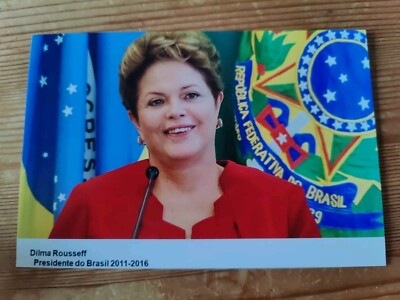 Präsidentin Brasilien 2011-2016 Dilma Rousseff, Original Signatur Rückseite