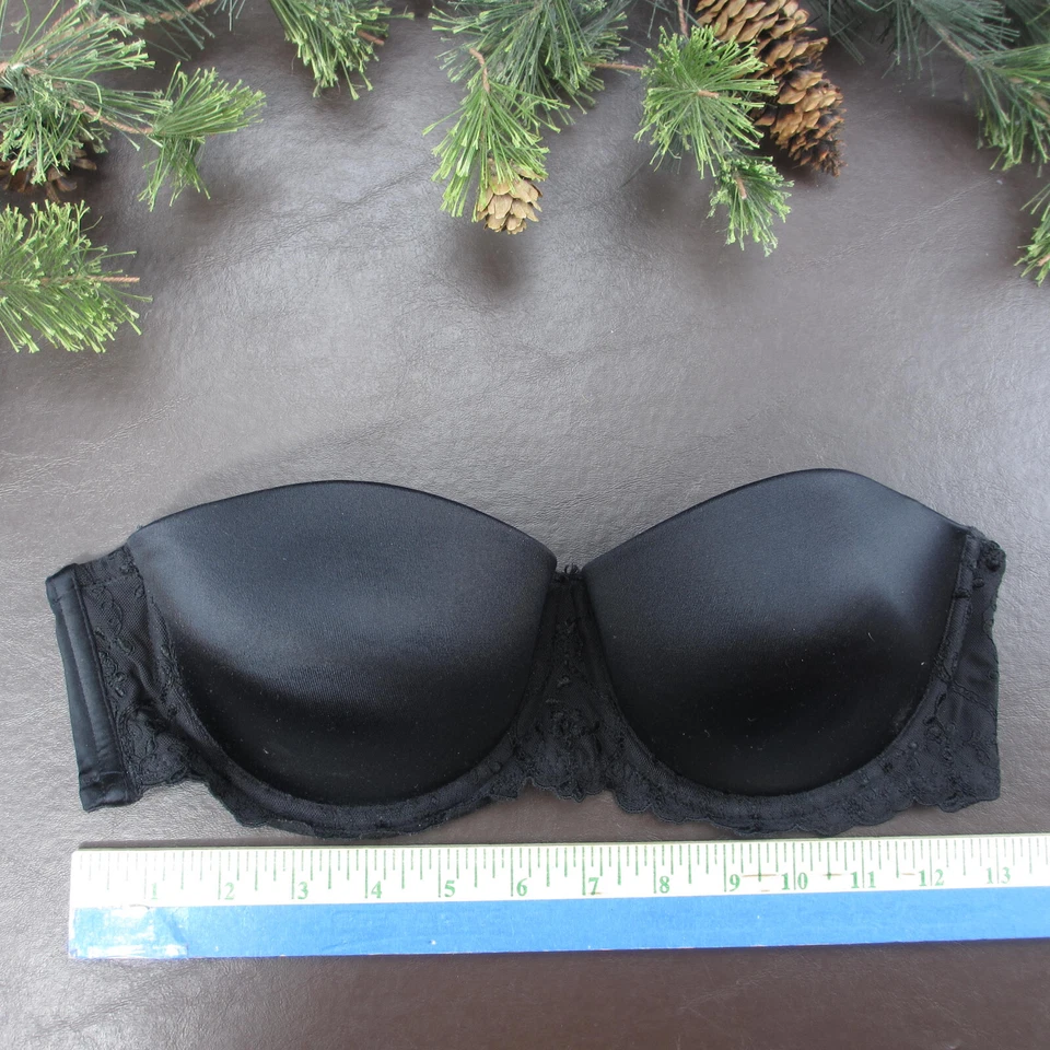 Sujetador Wonderbra 36C negro sin tirantes acolchado con aros cierre ajustable trasero Foto 2 de 4