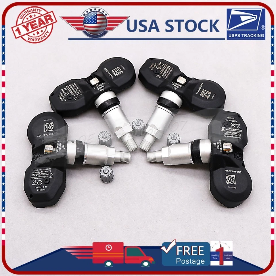Sensor de monitoreo de presión de neumáticos TPMS de 4 piezas para Audi Mercedes-Benz VW 4D0907275A Foto 3 de 4