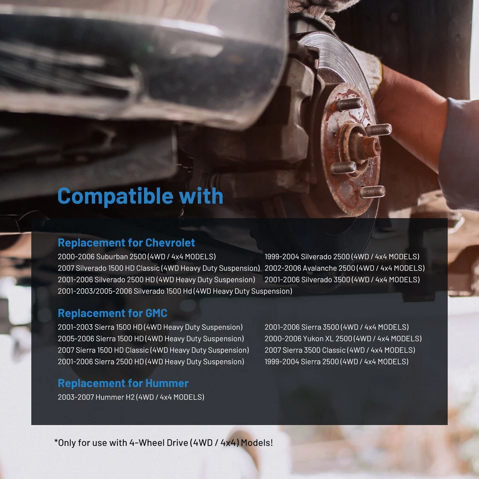 4WD Front Wheel Bearing Hub Pair For Chevy Silverado GMC Sierra 2500 HD 8 Lug Foto 4 de 4