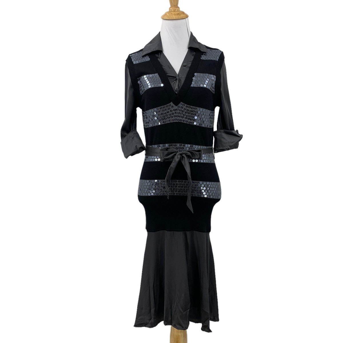 sequin sweater dress Cute Black - Mini Dress - Sweater Dress 44% polyester 80s Vintage Black Sequin Sweater