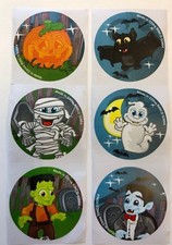 25 Halloween Trick or Treat Stickers Party Favors Teacher Supply bat ghost 1.5"