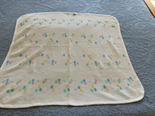 Vtg Baby Morgan Thermal Waffle Weave Balloon White Blanket Receiving USA Made - Picture 1 of 3