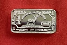 1 Gram Solid Silver Bar Depicting A Large Buck. Fine .999 Silver. Great Gift!