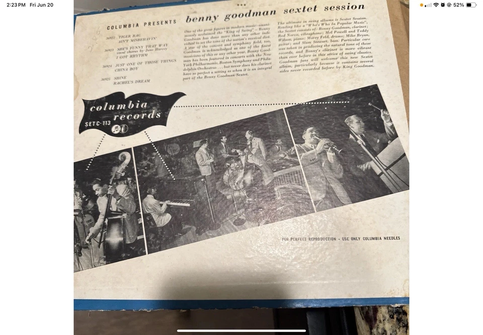 78 RPM BENNY GOODMAN "SEXTET SESSION" SET 1946 - Image 2 of 4