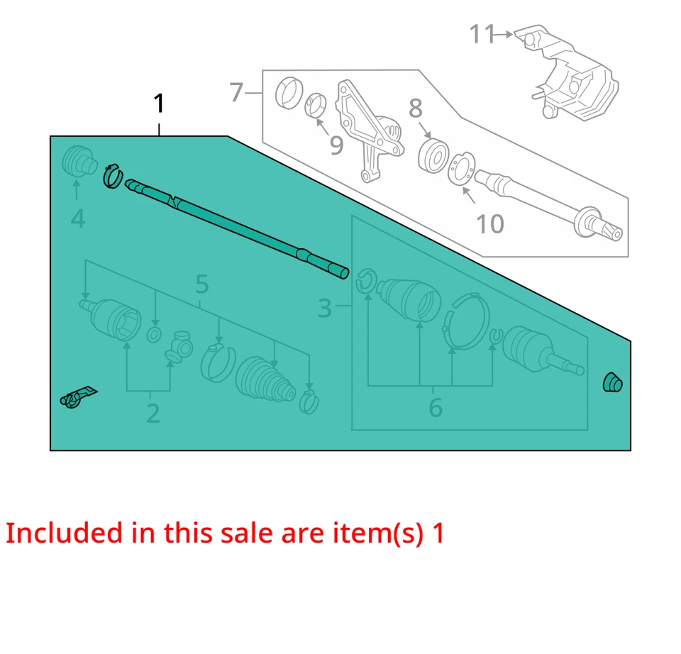 Acura Tl 2007-2008 eje eje conductor delantero CV C/V J36Q6 Foto 2 de 3